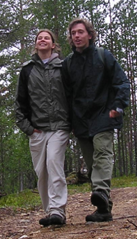 Hanna and Mark hiking in Lapland